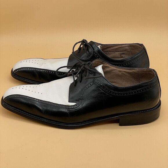 Stacy Adams Atticus Two Tone Wingtip Dress Shoes Men’s 11M Black/White Dandy - Picture 16 of 16